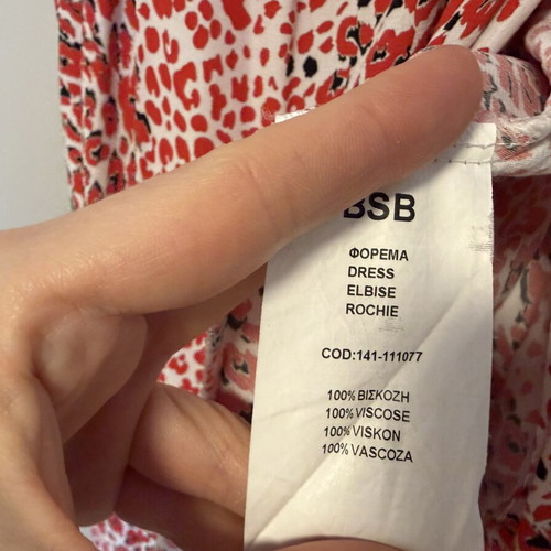 BSB Collection dress with red and white animal print, like new, size 40