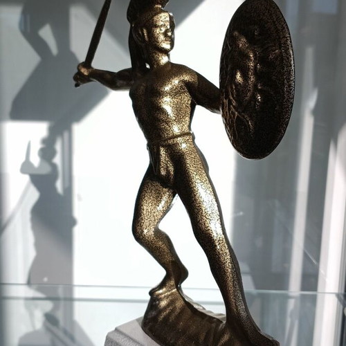 Leonidas Greek Metal Statue with Sword and Medusa Shield New