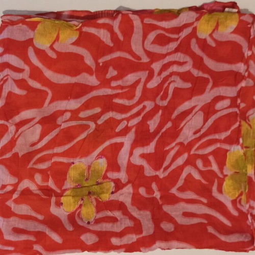 Pashmina thin red with floral and white wave patterns like new