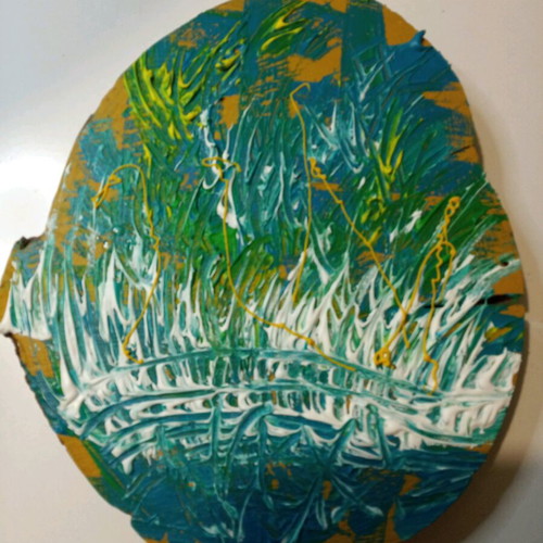 Painting on wood slice new with acrylic colors