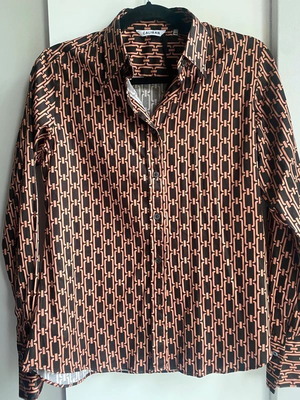 Caliban women's cotton shirt like new, slim fit, beige brown, size 44