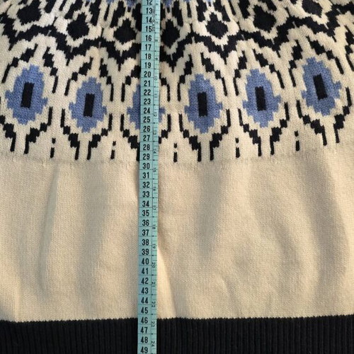 Wool cashmere pullover new, white and blue, size L-XL