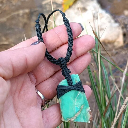 Macrame necklace made to order with chrysoprase and adjustable clasp