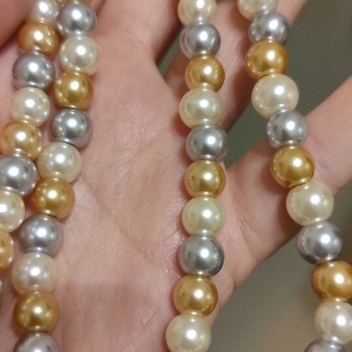 Necklaces with multicolored pearls new, set of two strands
