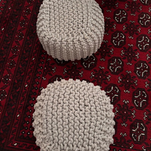 Zara Home knitted pouf set of 2 like new, grey and beige
