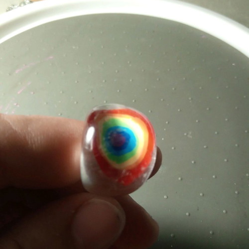 Plastic rainbow ring used, size 5.5/50/16.3
