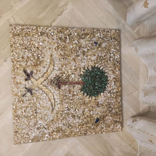 Handmade mosaic tile Saudi Arabia national emblem like new