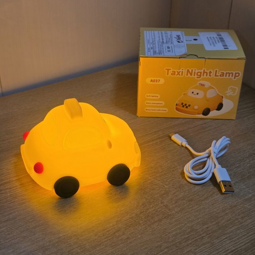 Taxi children's night lamp silicone, 3 brightness levels, USB rechargeable, 10 cm