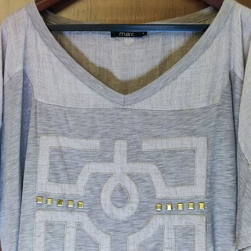 Mat Fashion Plus Size Blouse Large beige gray melange like new