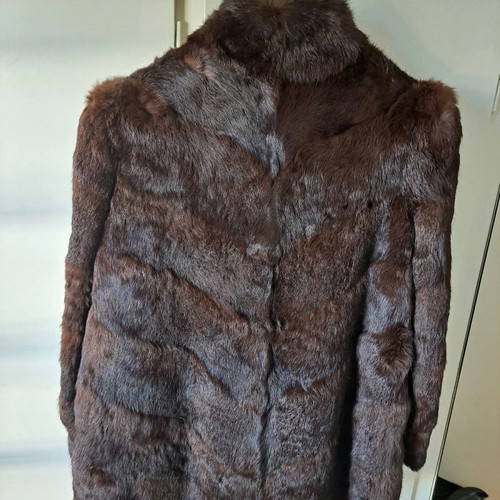 Fur half coat used rabbit brown