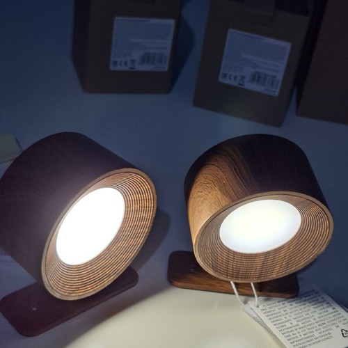 2 LED rechargeable wall lights with walnut wood effect
