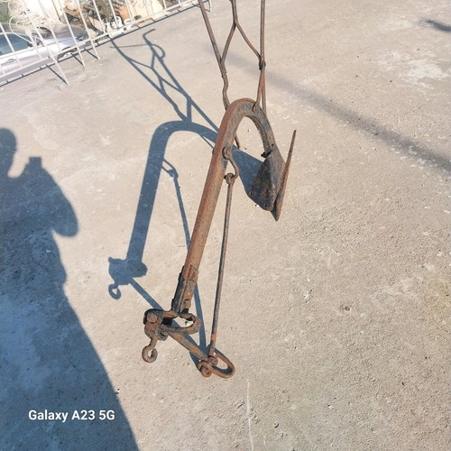 Plow used iron tool from 1940s for soil cultivation