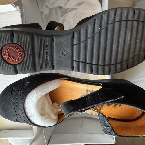 Yokono black nubuck platform sandals size 37 new, 4 cm heel