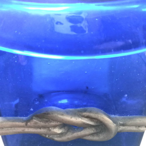 Decorative nautical vase used, glass with bronze detail