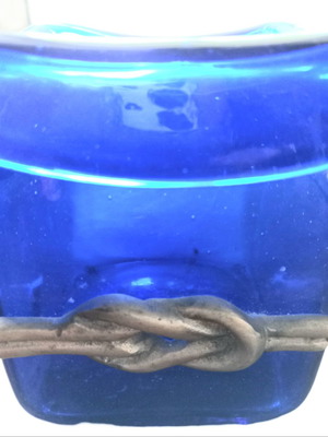 Decorative nautical vase used, glass with bronze detail