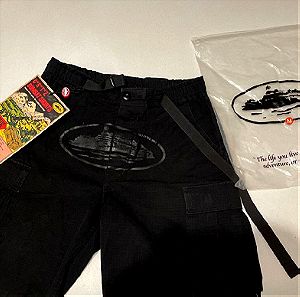 corteiz cargo shorts triple black size M