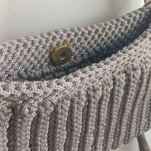 Handmade knitted grey crossbody bag