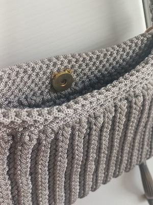 Handmade knitted grey crossbody bag