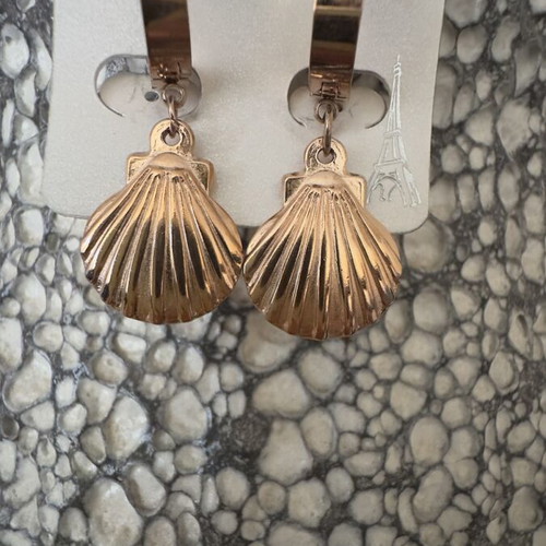 Earrings hoop style new, pink and gold tone