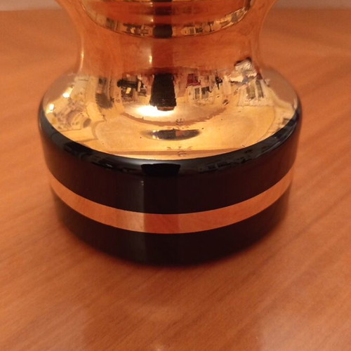 Vintage Bohemian Crystal Vase Cobalt Blue with 24K Liquid Gold