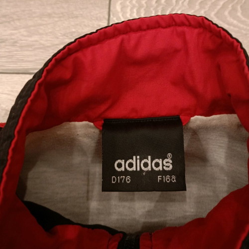 Adidas vintage track jacket used, red and black 90s design