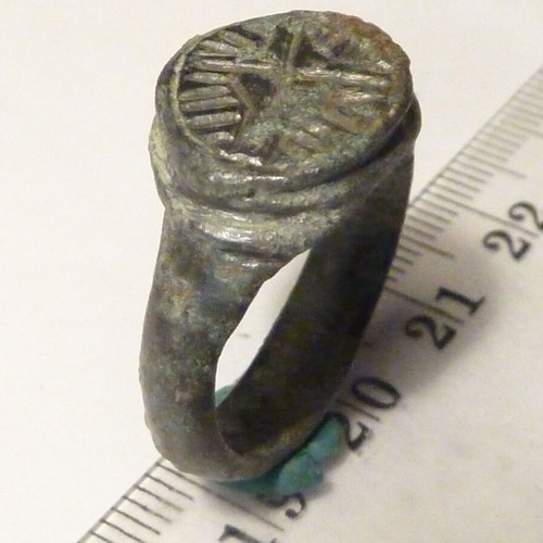 Antique Revival Bronze Ring with Cross used