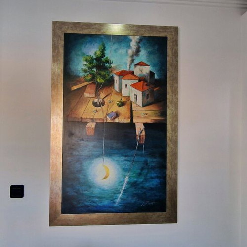 Painting on sapphire canvas like new, signed