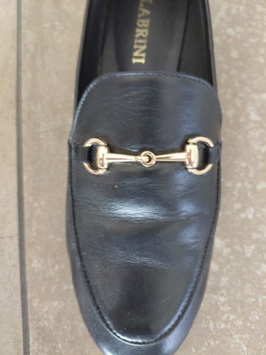 Labrini women's moccasins, black leather, size 36