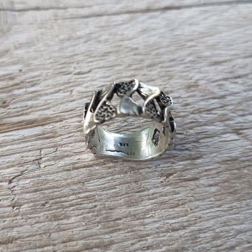 Vintage 925 Silver Ring size 61, handmade grunge biker design