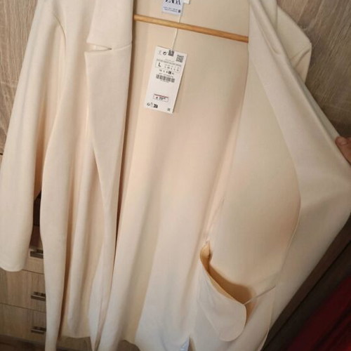 Zara Faux Suede Long Coat, beige