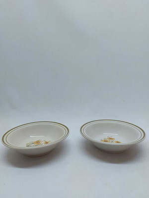 Set of 2 vintage ceramic cereal bowls used with flowers 5x18cm