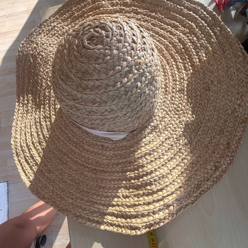 Handcrafted French straw sun hat with oversized brim, like new
