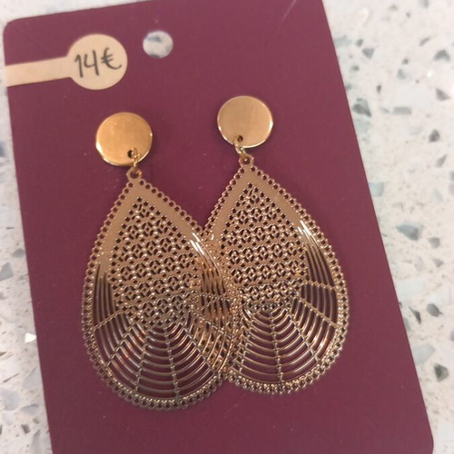 Stainless steel earrings new, gold color, 5.5cm length
