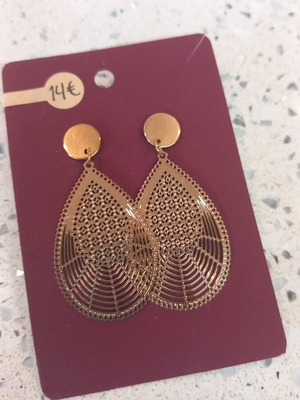 Stainless steel earrings new, gold color, 5.5cm length