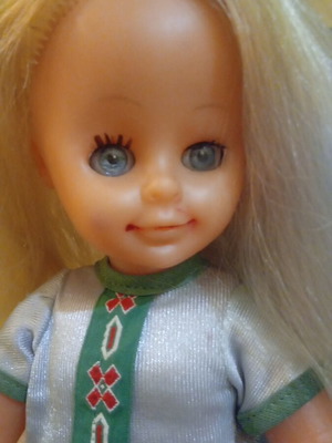 Vintage doll used with painted nails and red underwear