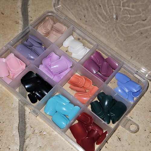 Fake nails and stickers used, 2 cases with matte colors