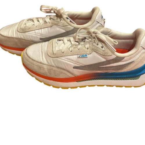 Fila White and Multicolor Sport Sneakers, Size 38