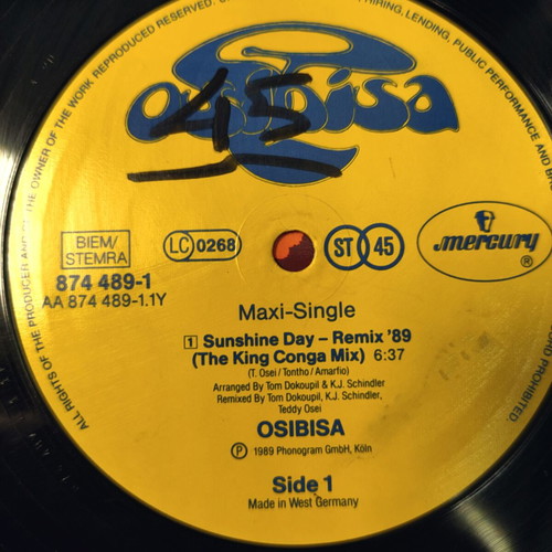 Osibisa Sunshine Day Remix '89 12" vinyl maxi single used, reggae