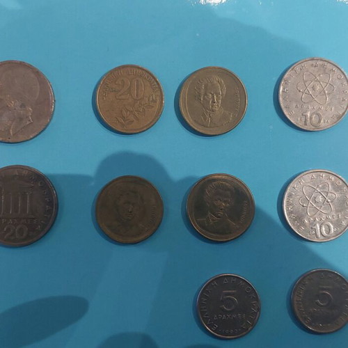 Greek coins used, pack of 15 drachmas