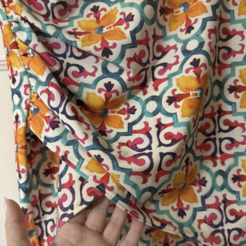 Chic Mess mini skirt like new, broken white with orange floral tribal print
