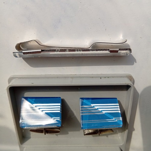 Cufflinks and tie clip set in original USSR box