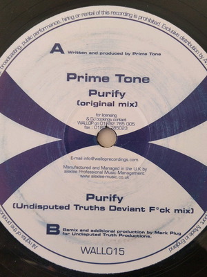 Prime Tone Purify 12" Single βινύλιο μεταχειρισμένο, ηλεκτρονική μουσική