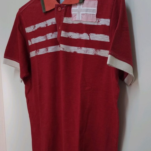 Napapijri Men's Short Sleeve Polo Medium like new, red