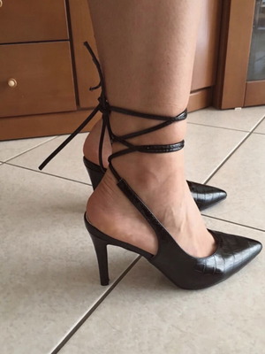 High Heels Black Pumps Size 39 Used, 10 cm Heel