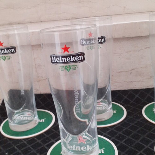 Heineken beer glass set with coasters, new, 6 pieces, 400ml
