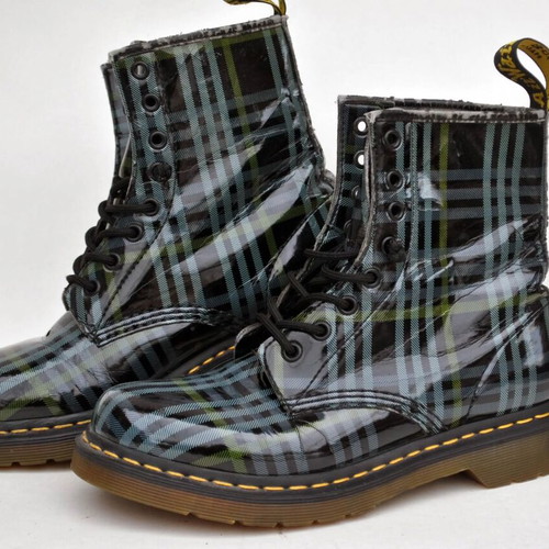 Dr. Martens tartan boots used, grey black, size 39