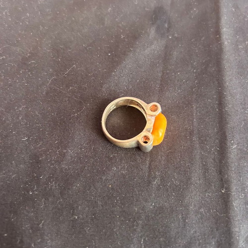 Vintage 925 silver ring with orange stone used