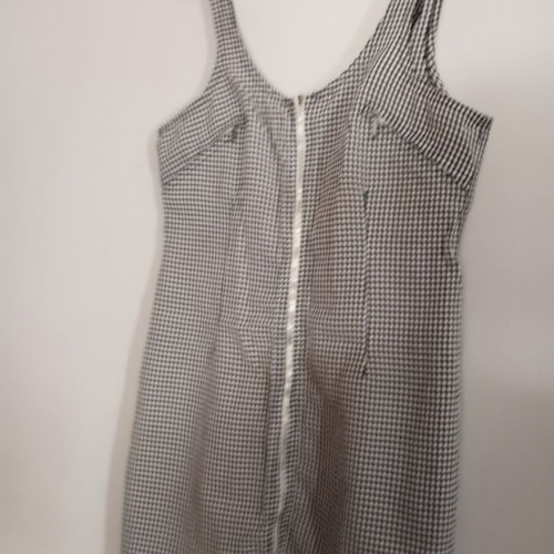 Women's dress with front zipper, white and gray