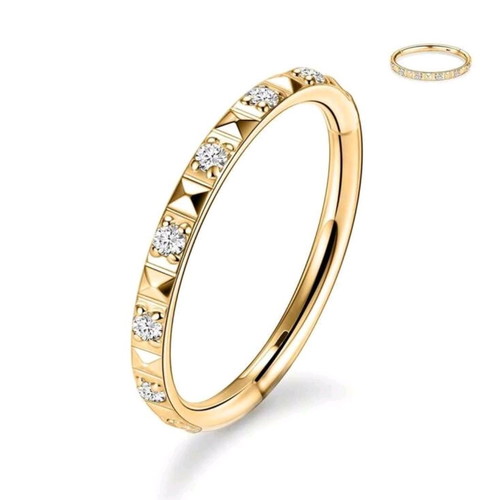 Titanium hoop earrings with zircon, gold color, new
