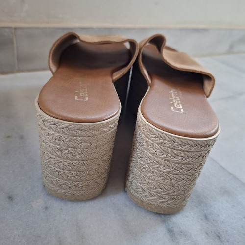 Celebrity beige platform mule sandals size 40 like new